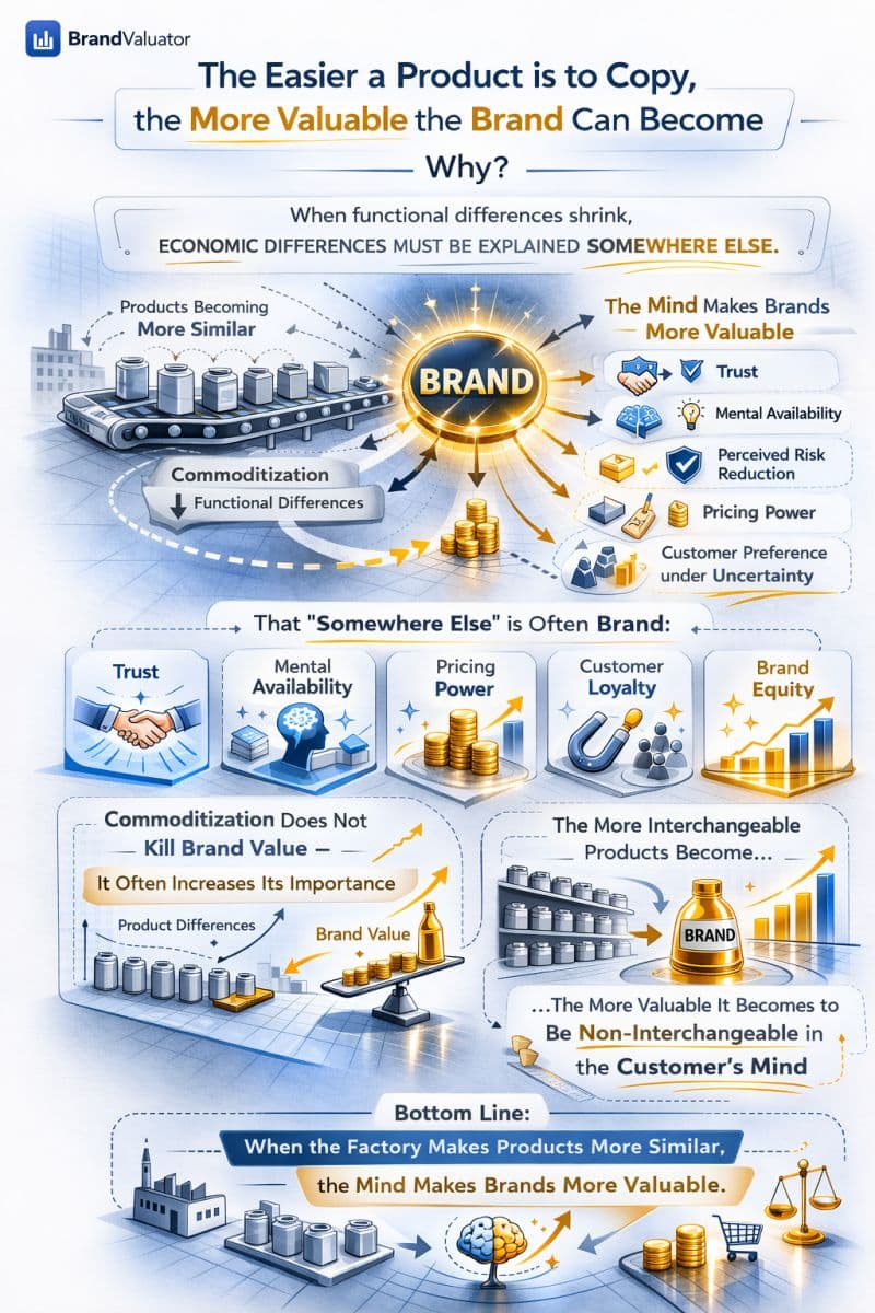 The easier a product is to copy, the more valuable the brand can become